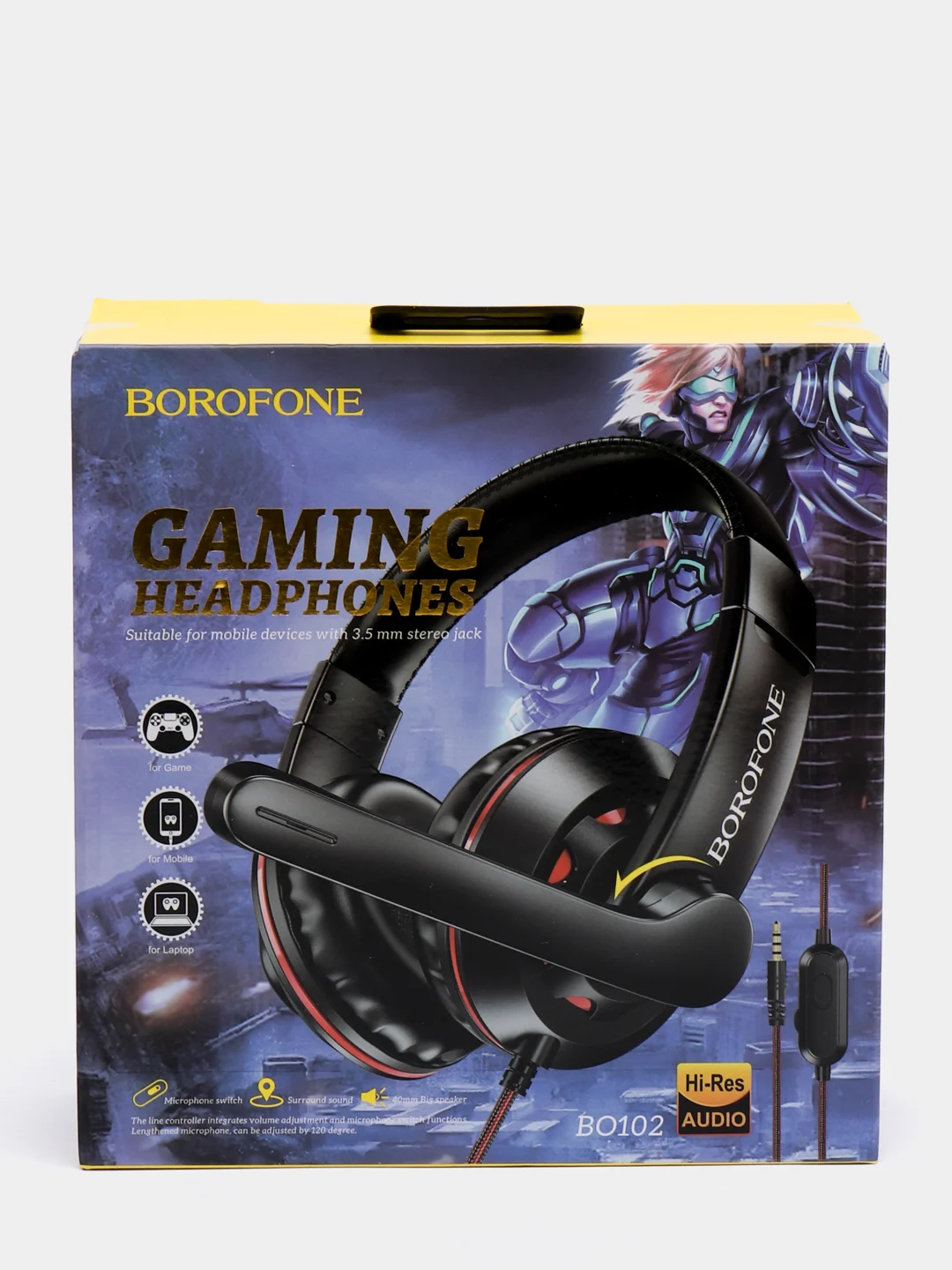 Красный наушники игровые с микрофоном BO102, проводные, полноразмерные, mini Jack 3.5 мм