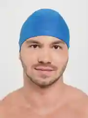 Голубой шапочка для плавания тканевая