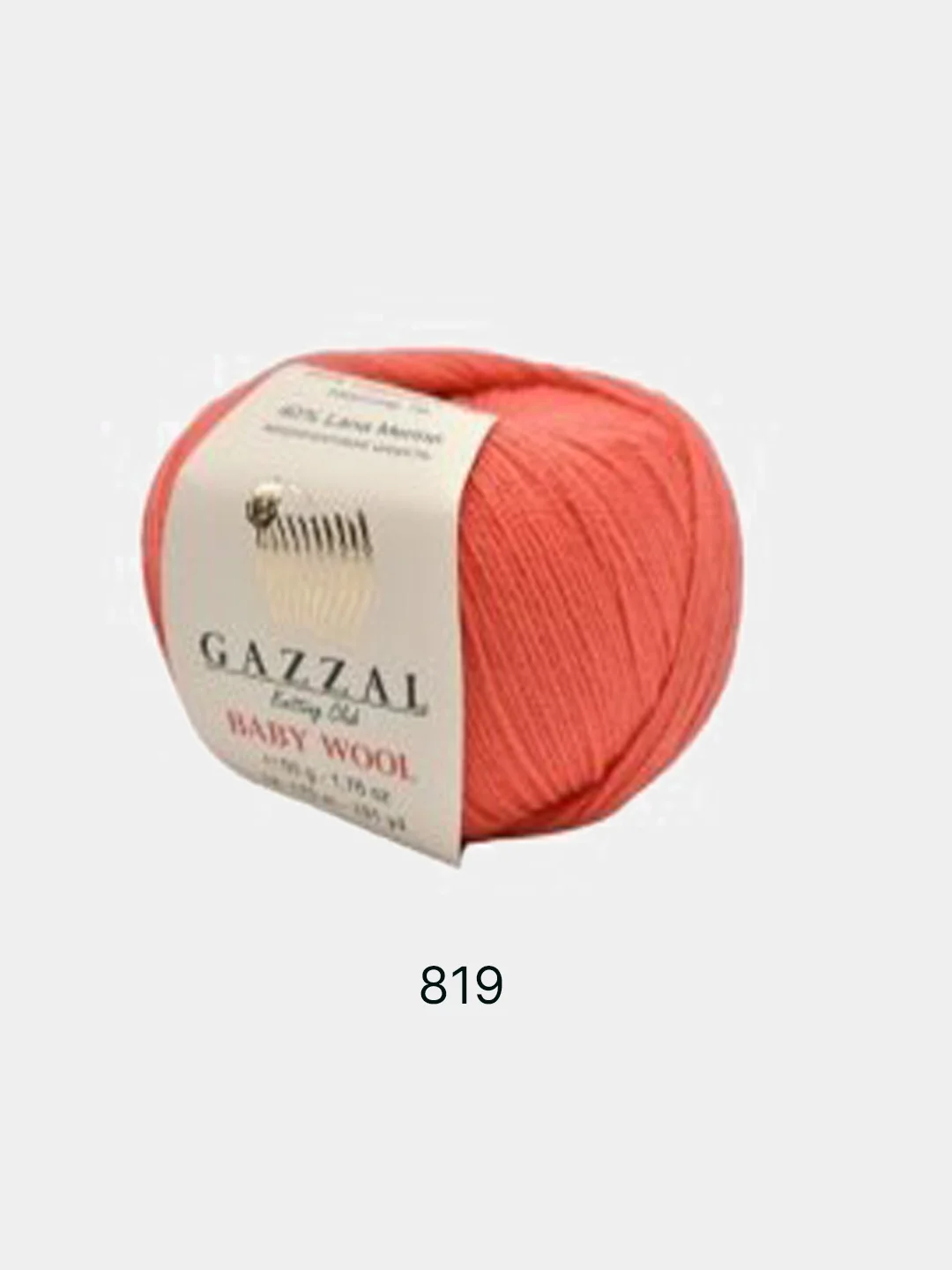 Коралловый пряжа  Gazzal Baby Wool  20% Кашемир 40% Акрил 40% Мериносовая шерсть 50г 175м