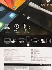 Черный кабель для зарядки LENYES LC 25см Lightning , Type-C, micro-USB