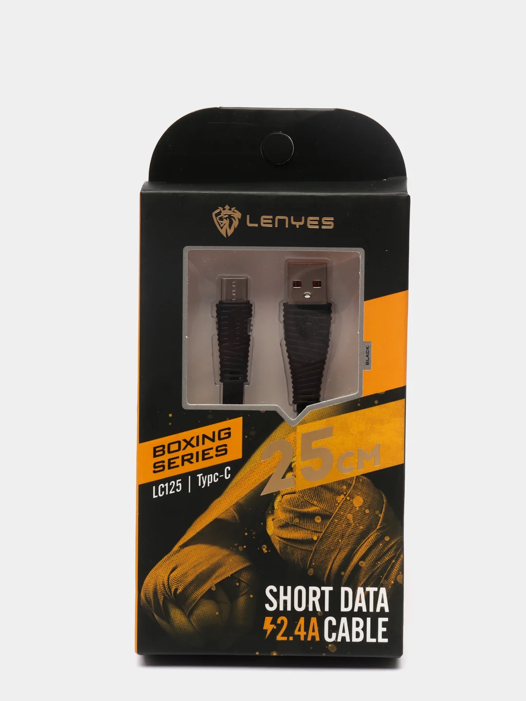 Черный кабель для зарядки LENYES LC 25см Lightning , Type-C, micro-USB