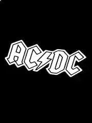 Белый наклейка AC/DC "Эй-си/ди-си", без фона, на любую поверхность