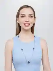 Черный цепочка с кулоном клевер в серебряном цвете, колье женское четырехлистник