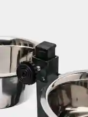 Зеленый миска металлическая двойная на подставке, 2*0,75 л кормушка для кошек и собак
