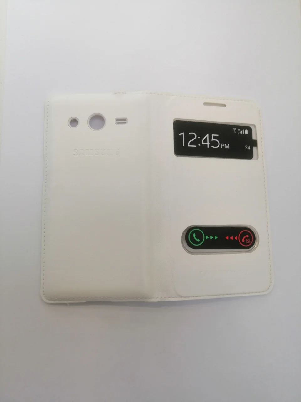 Белый чехол-книга Samsung/Самсунг А5(А500)/А3 2016(А310)/а5 2016(А510)/а7 2016(А710)g355 с окном
