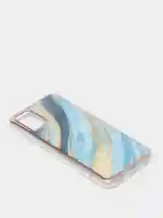 Лазурный чехол Samsung Galaxy A03s, Самсунг Галакси А03с силиконовый с мраморным рисунком