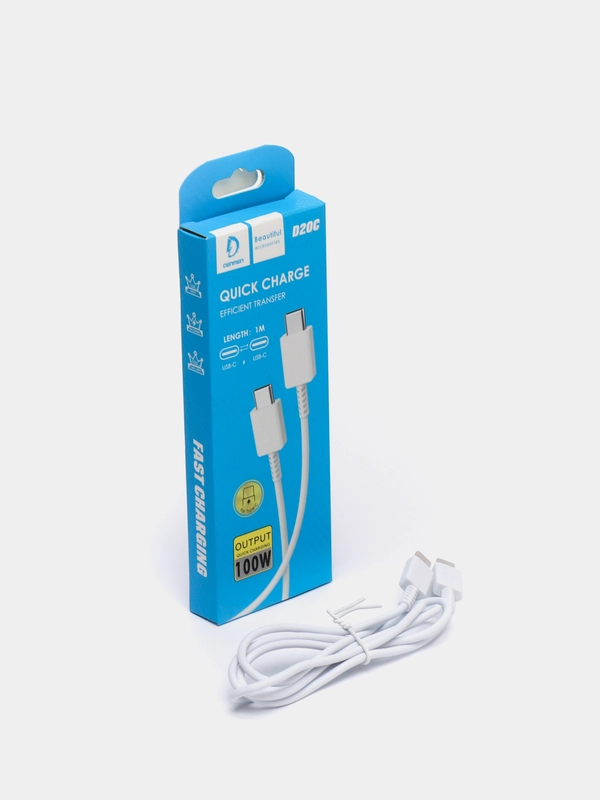 Кабель Denmen D20C Type-C на Type-C, 100W быстрая зарядка, 1 м