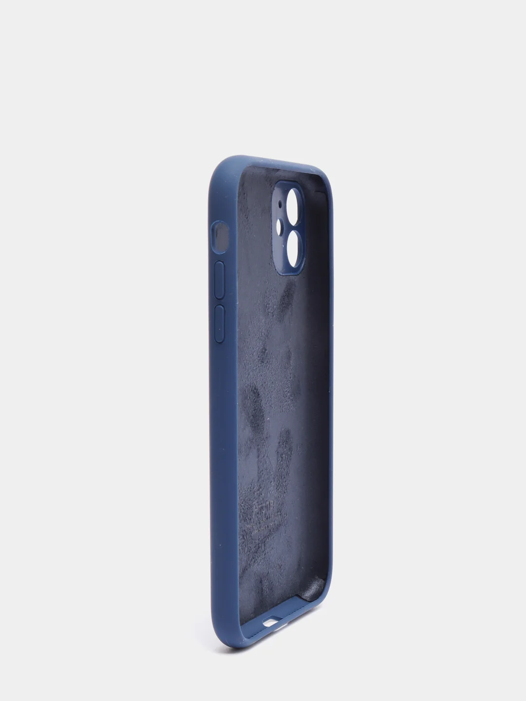 Синий чехол Silicone Case iPhone 11 с защитой камеры с бархатной подкладкой