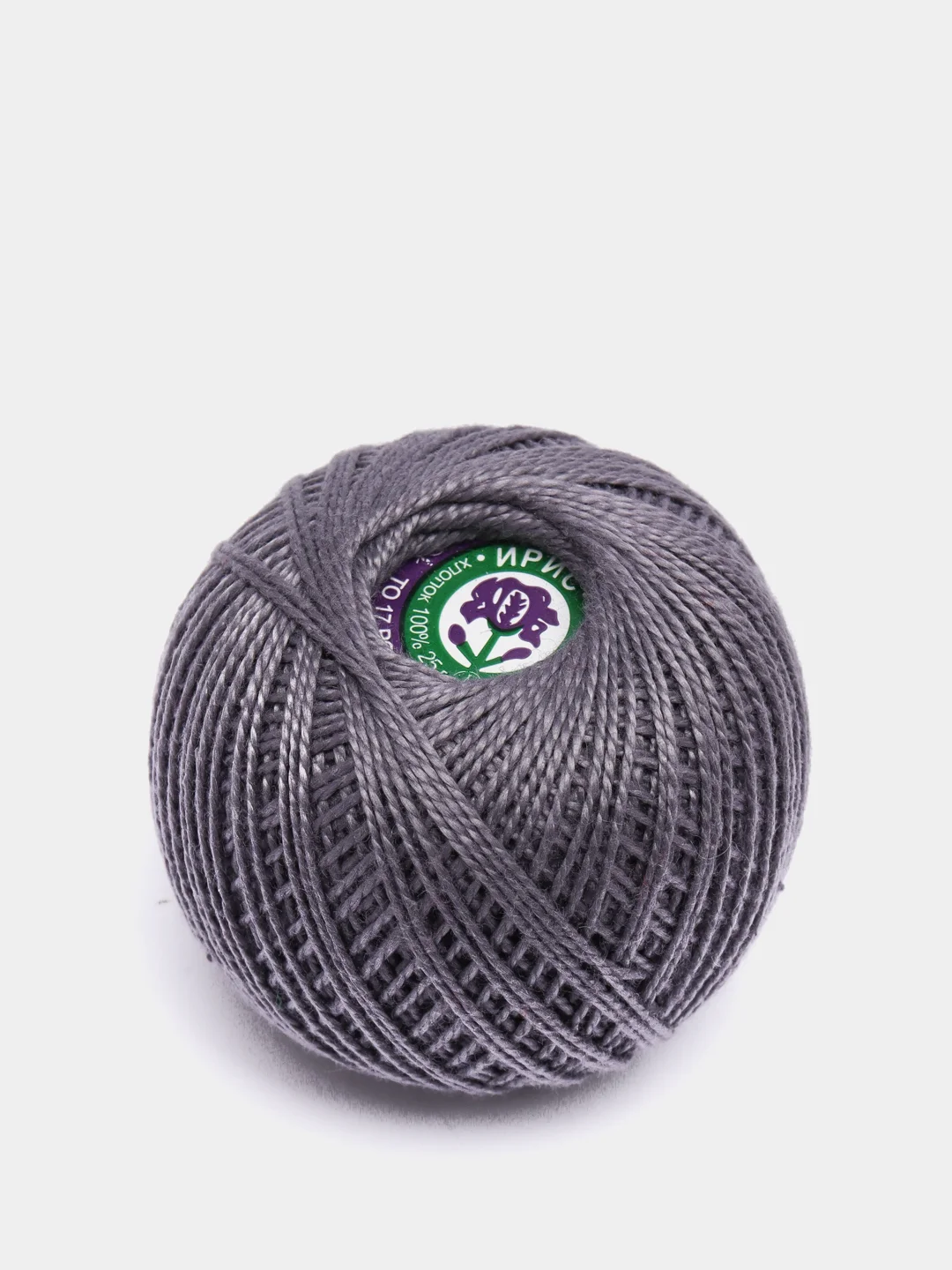 Серый нитки-пряжа "Ирис", хлопок, 25 г, 150 м,(В уп. 2 шт.)