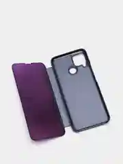 Фиолетовый зеркальный чехол-книжка с полупрозрачной панелью для Realme C12, Realme C15, Narzo 20