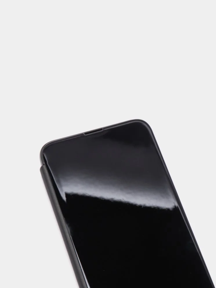 Черный зеркальный чехол-книжка с полупрозрачной панелью для Realme C12, Realme C15, Narzo 20