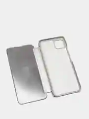 Серебряный зеркальный чехол-книжка с полупрозрачной панелью для Realme C11, 2020