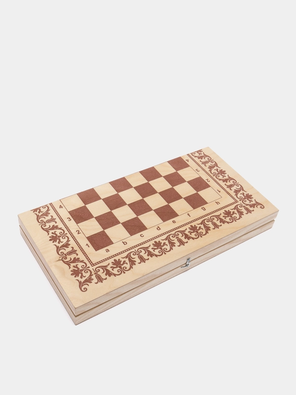 Игра 4 в 1, доска деревянная, 40 см: шахматы, шашки, нарды, карты