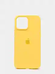 Светло-жёлтый чехол для iPhone 13, Pro, Max, Silicone закрытый низ с логотипом