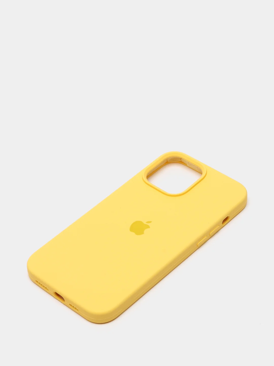 Светло-жёлтый чехол для iPhone 13, Pro, Max, Silicone закрытый низ с логотипом