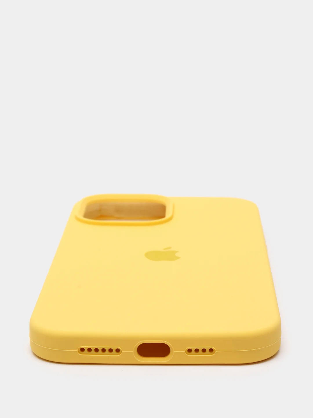 Светло-жёлтый чехол для iPhone 13, Pro, Max, Silicone закрытый низ с логотипом