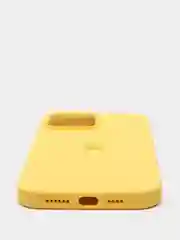 Светло-жёлтый чехол для iPhone 13, Pro, Max, Silicone закрытый низ с логотипом