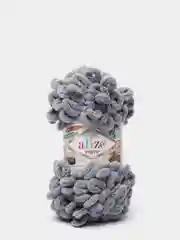 Серый пряжа Alize Puffy, петельки большие, микрополиэстер, 100 г, 9 м