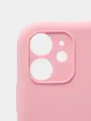 Розовый чехол Silicone Case iPhone 11 с защитой камеры с бархатной подкладкой