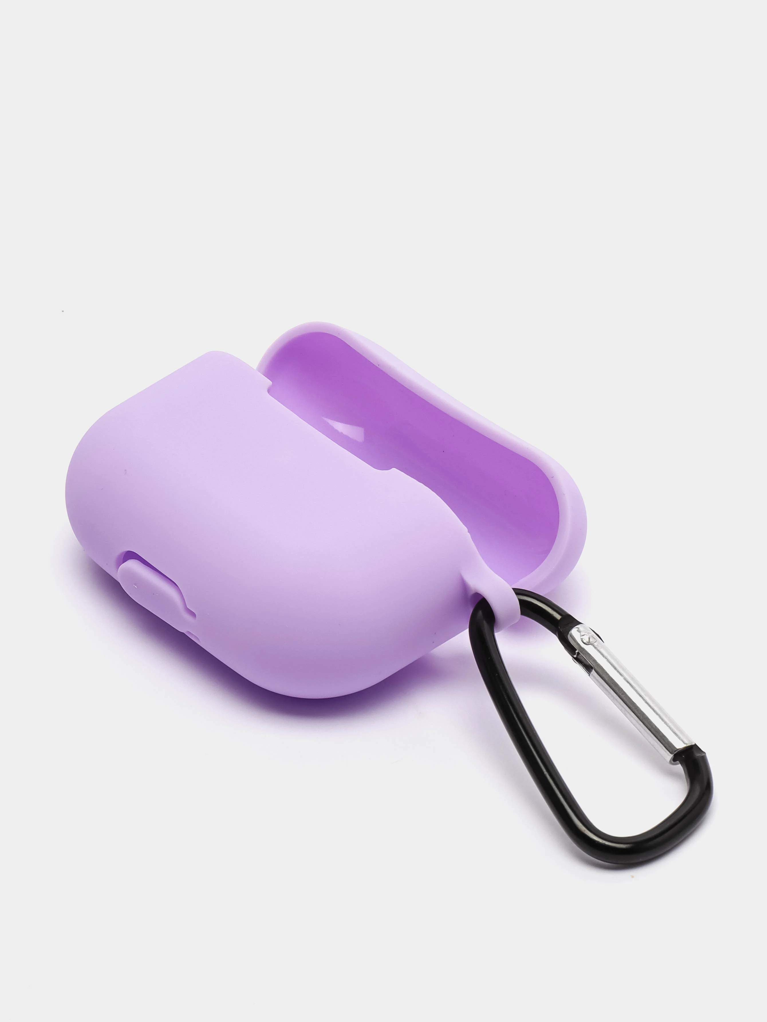 Сиреневый чехол силиконовый для наушников AirPods Pro с карабином