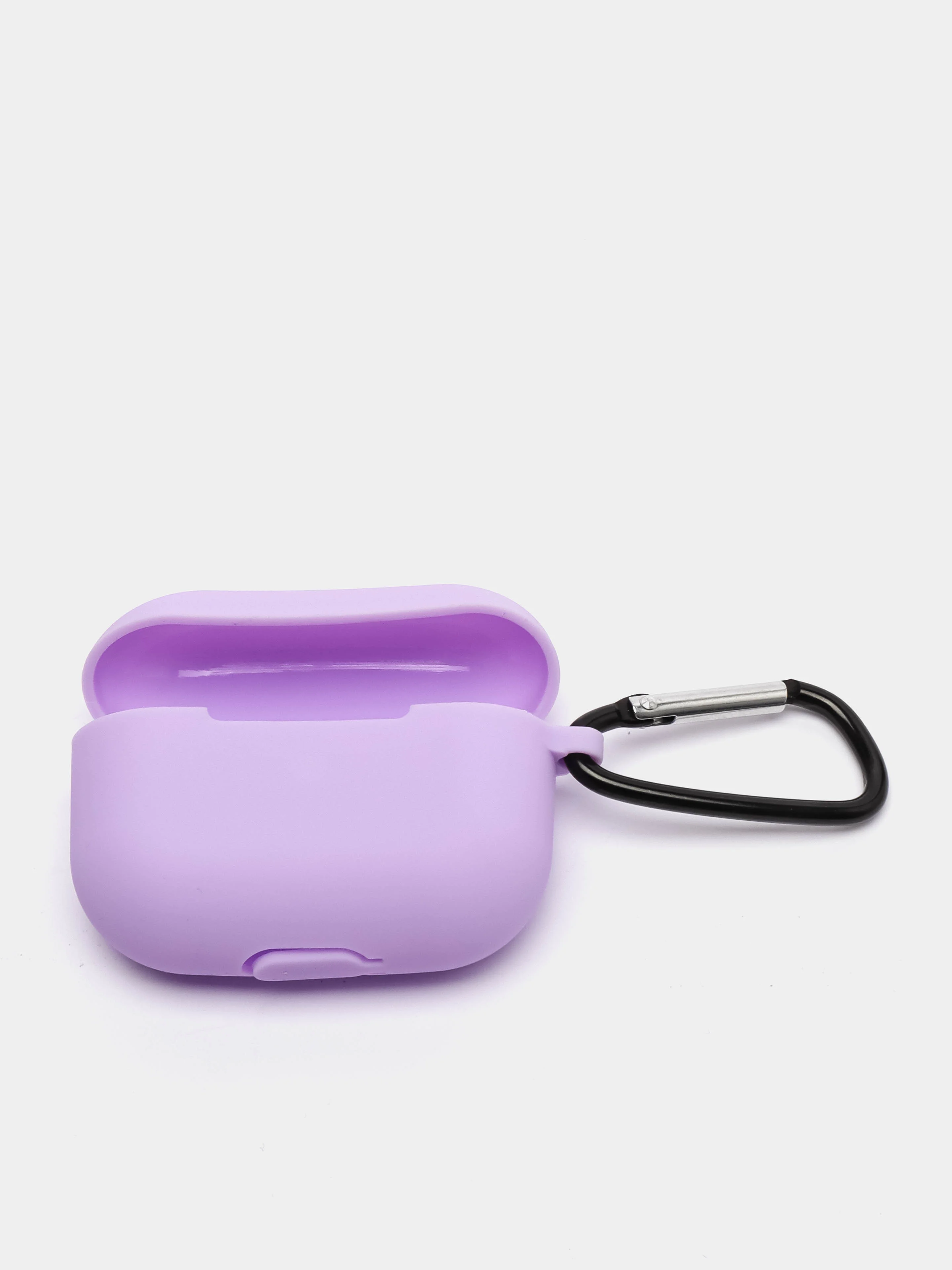 Сиреневый чехол силиконовый для наушников AirPods Pro с карабином