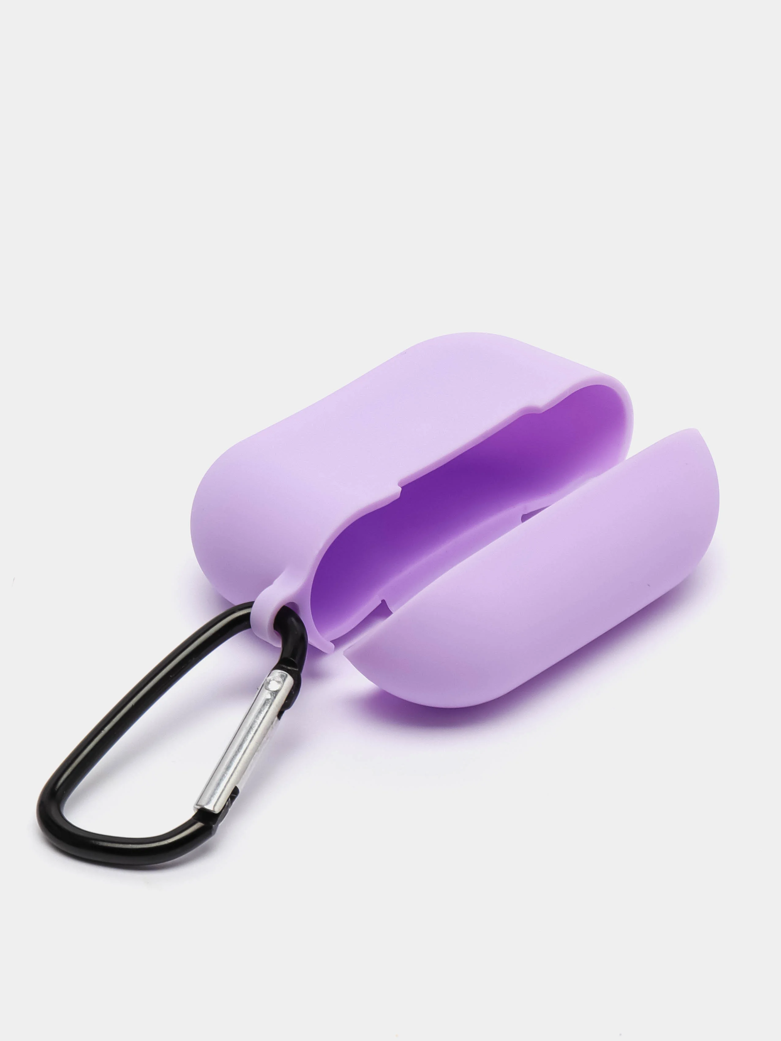 Сиреневый чехол силиконовый для наушников AirPods Pro с карабином