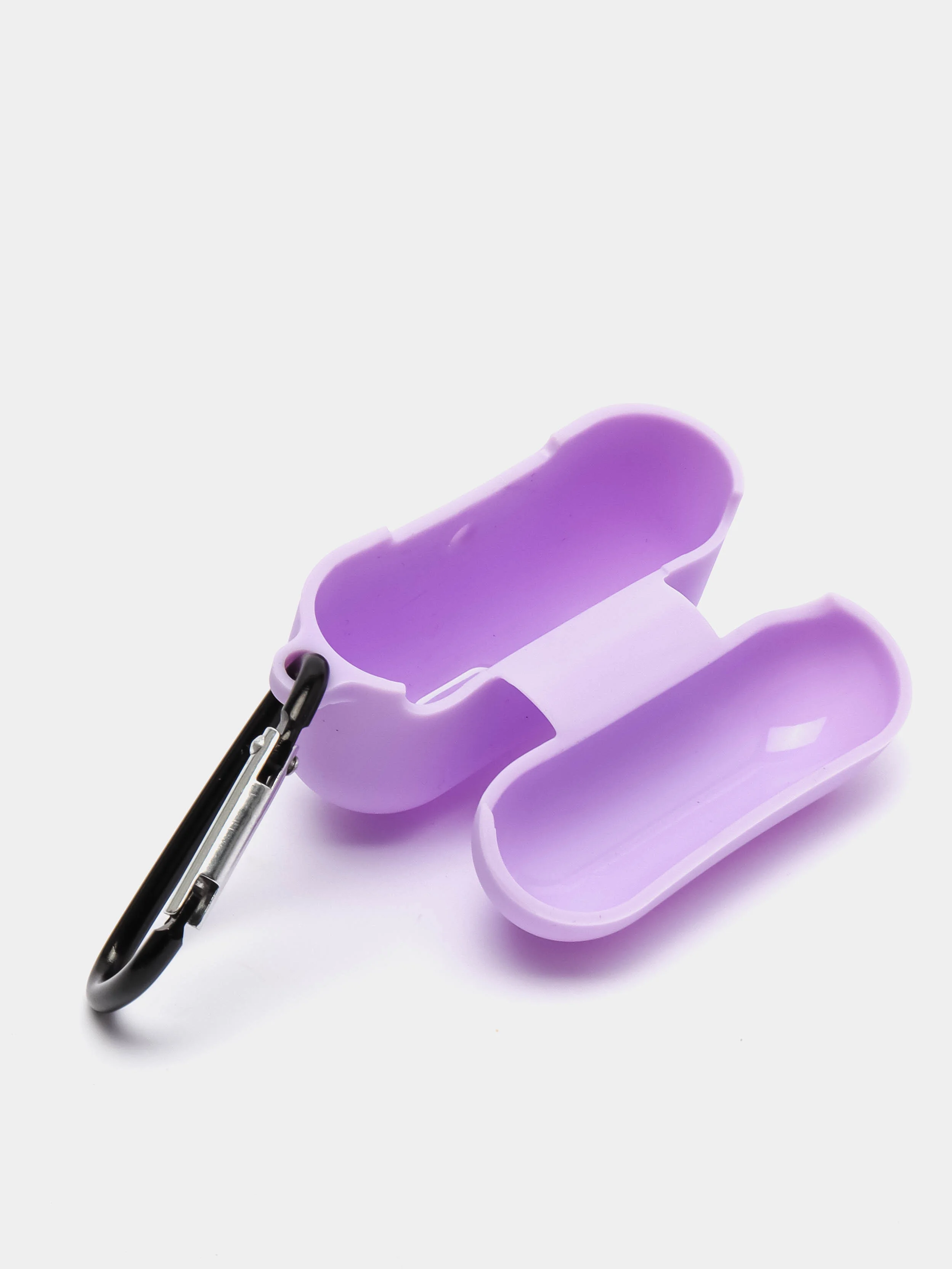 Сиреневый чехол силиконовый для наушников AirPods Pro с карабином