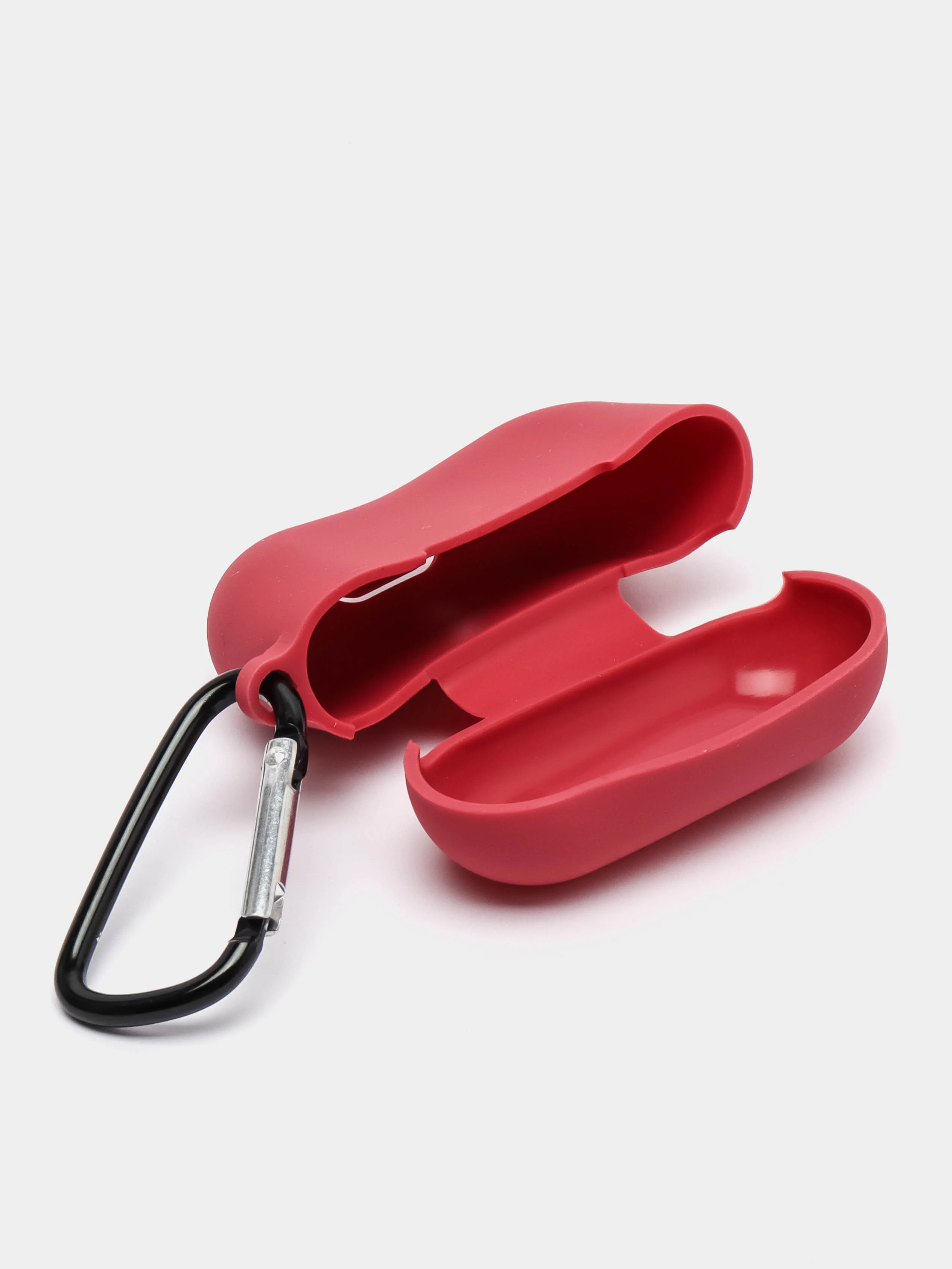 Бордовый чехол силиконовый для наушников AirPods Pro с карабином