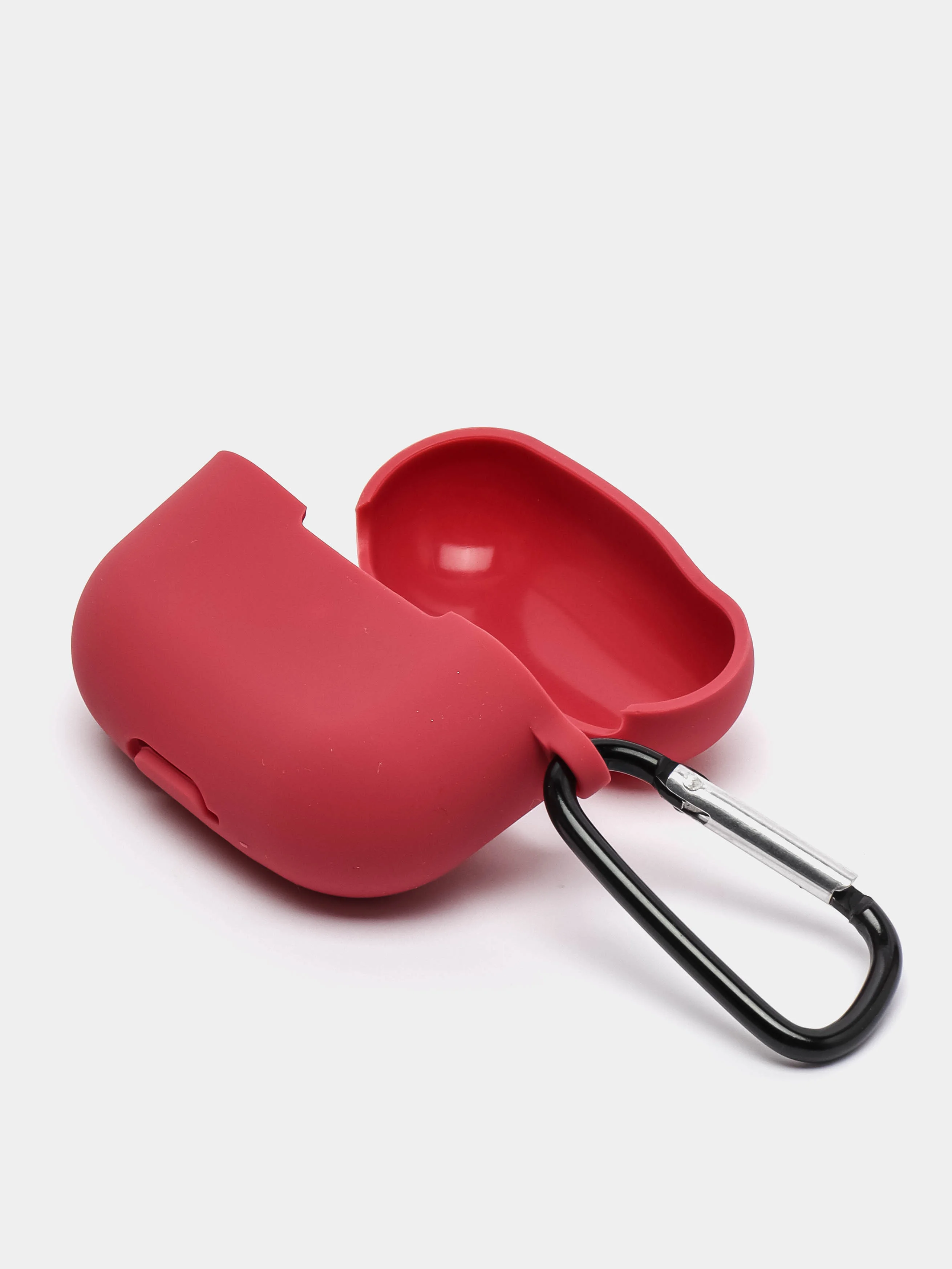 Бордовый чехол силиконовый для наушников AirPods Pro с карабином