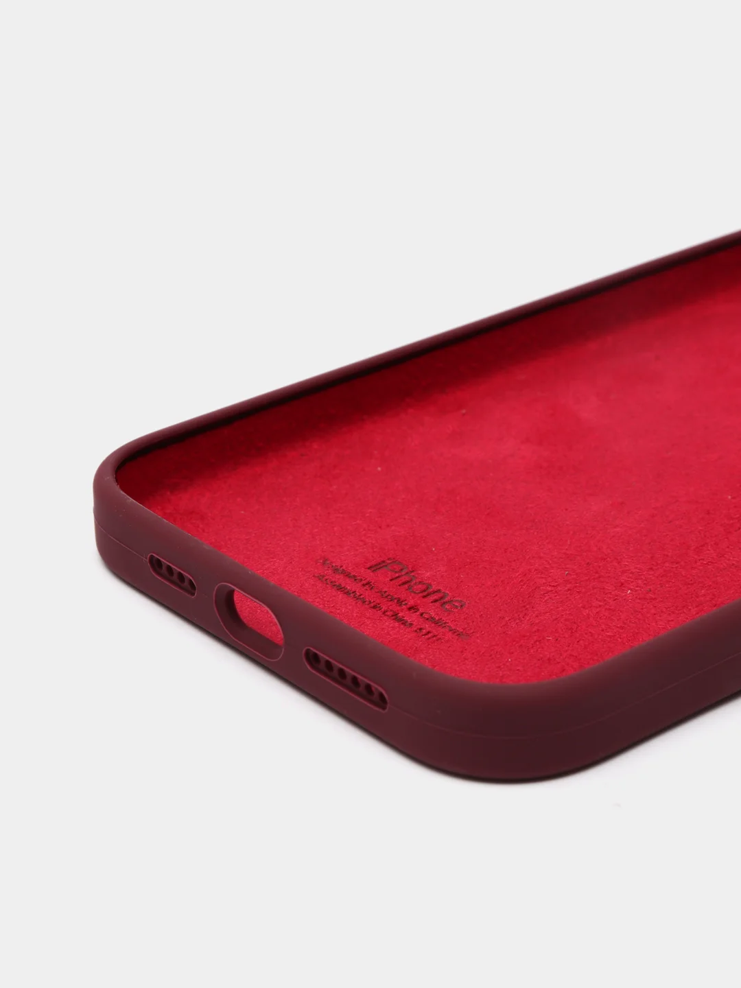 Багровый чехол для iPhone 13, Pro, Max, Silicone закрытый низ с логотипом