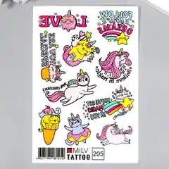 S Татуировка на тело "Радужные котики", 10х15 см