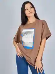 Светло-коричневый футболка женская Oversize