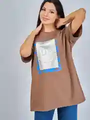 Светло-коричневый футболка женская Oversize