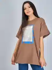 Светло-коричневый футболка женская Oversize