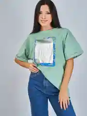 Мятный футболка женская Oversize
