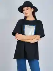 Черный футболка женская Oversize