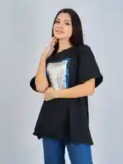 Черный футболка женская Oversize