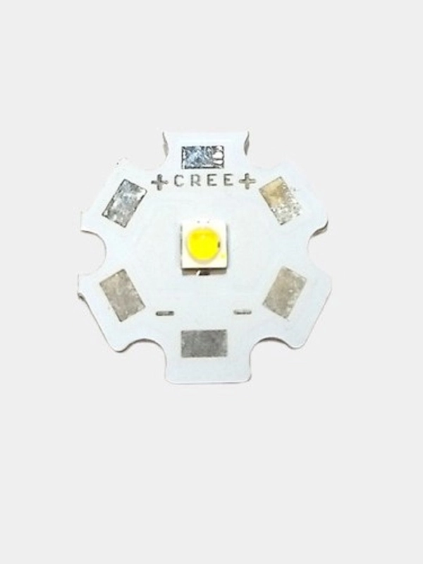 Светодиод мощный CREE XPE  1W 2.8-3V 0.350A 4000K на радиаторе 20мм