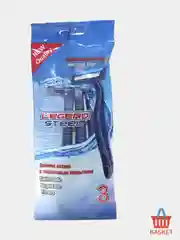 Синий бритва Legend Steel одноразовая, двойное лезвие, с тефлоновым покрытием, 3 штуки