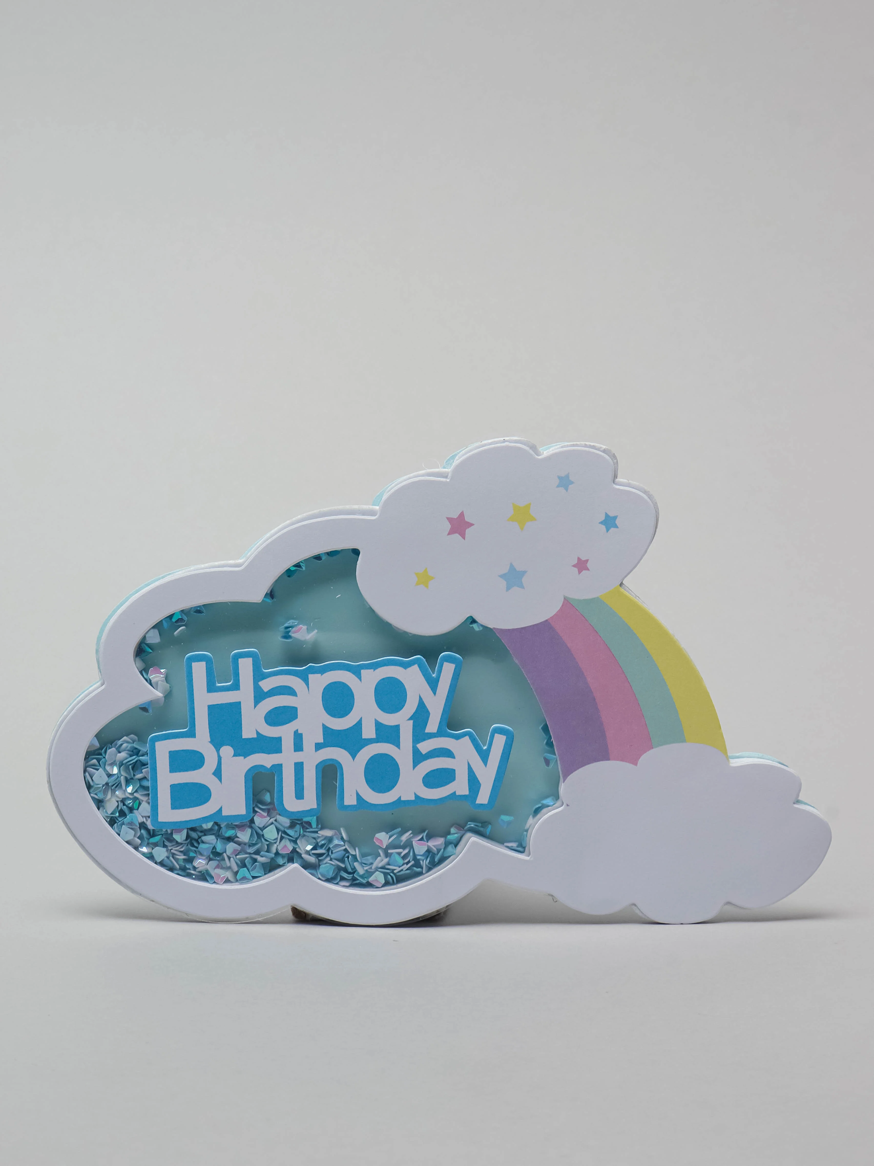 Голубой топпер для украшения торта Happy birthday