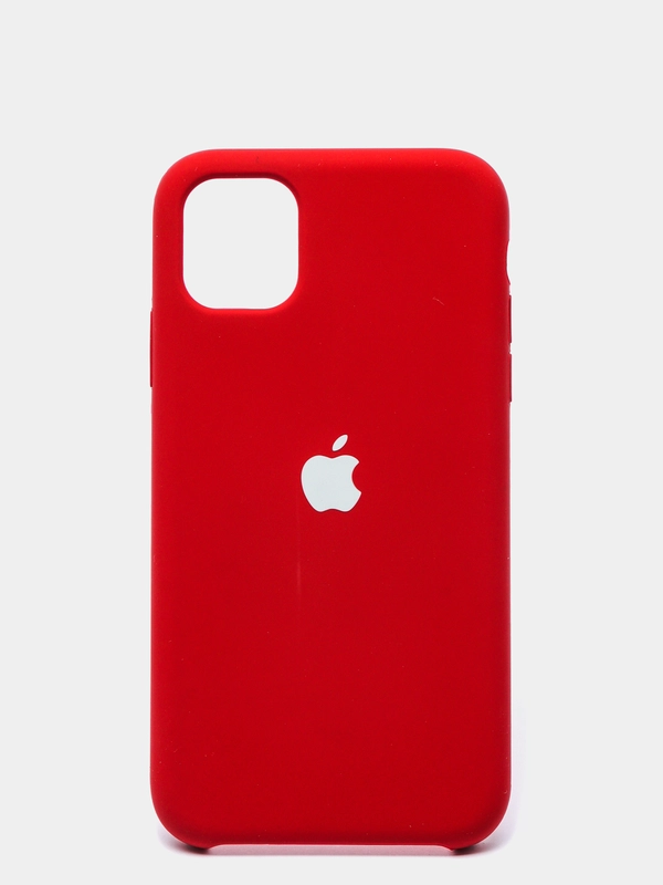 Чехол силиконовый Silicone Case для iPhone 11, красный, c логотипом