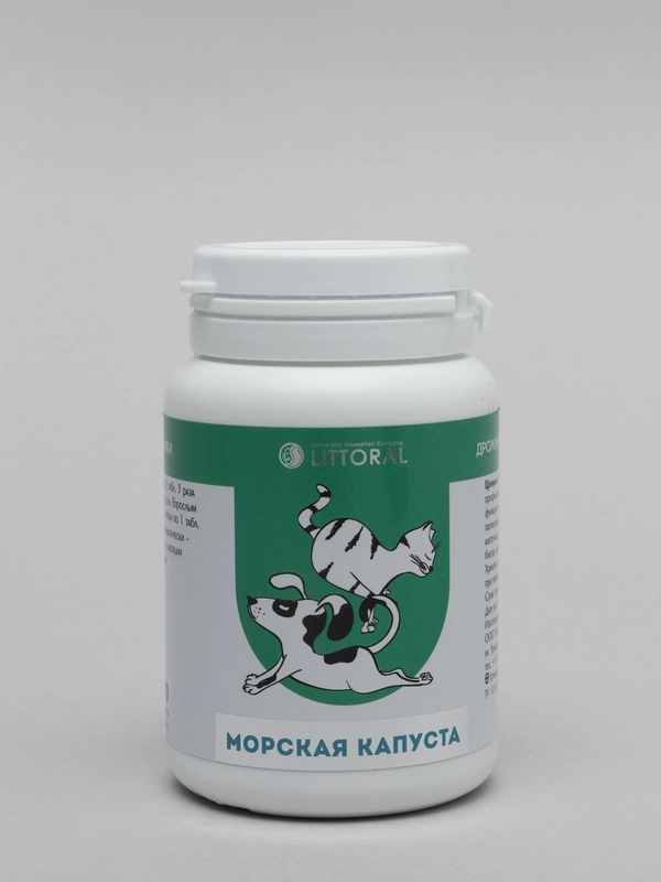 Пивные дрожжи "Блестящая шерсть" для кошек и собак, с морской капустой, 80 таблеток