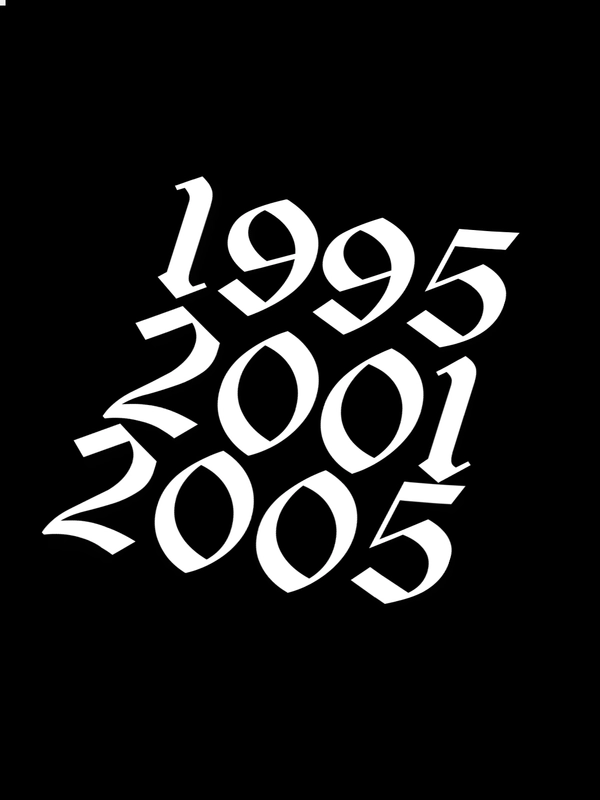 Наклейки без фона "Годы рождения 1995-2005", голографические, три цвета