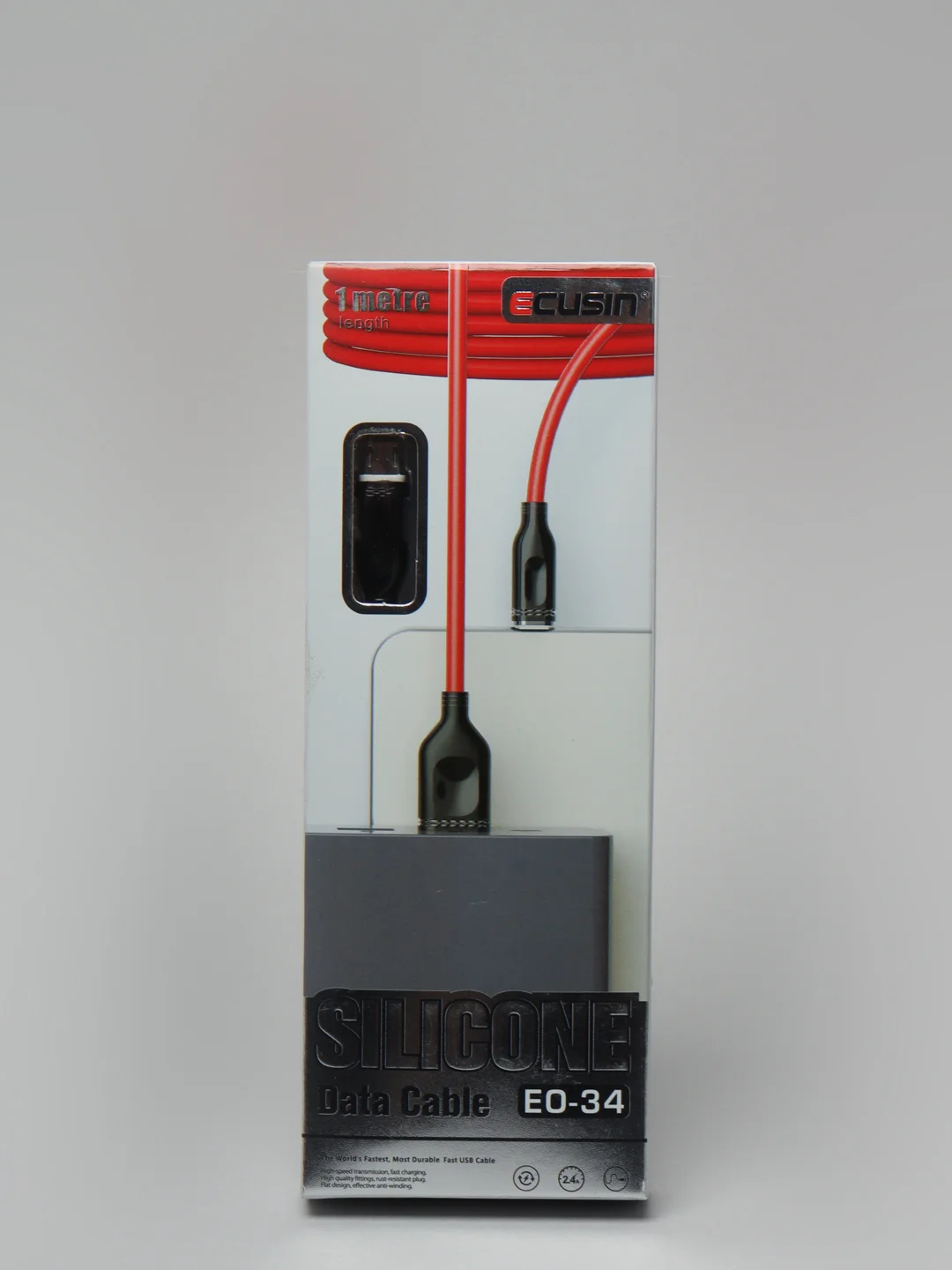 USB кабель (быстрая зарядка) мягкий силикон ECUSIN с выходом iPhone Lightning/Micro-USB