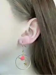 Серьги женские розовые "Планета и луна"
