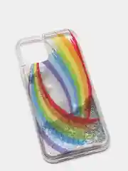 Коричневый чехол iPhone 12 (6.1)/ 12 Pro, Pro Max, mini силиконовый переливающийся жидкий с блестками