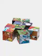 Розовый кубики с картинками, 9 штук