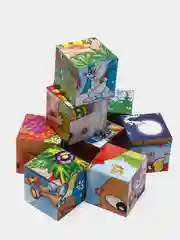 Розовый кубики с картинками, 9 штук