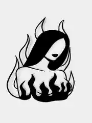 Черный girl on fire "Девушка в огне" - голографическая наклейка на любую поверхность!