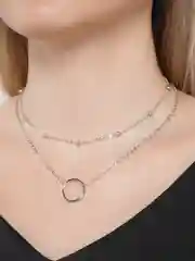 Серебряный цепь на шею, женское многослойное ожерелье
